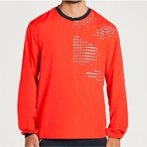 Hoka Men’s 1/2 Zip Wind Shell Jacket Large Orange Black‎ Reflective Running NWT